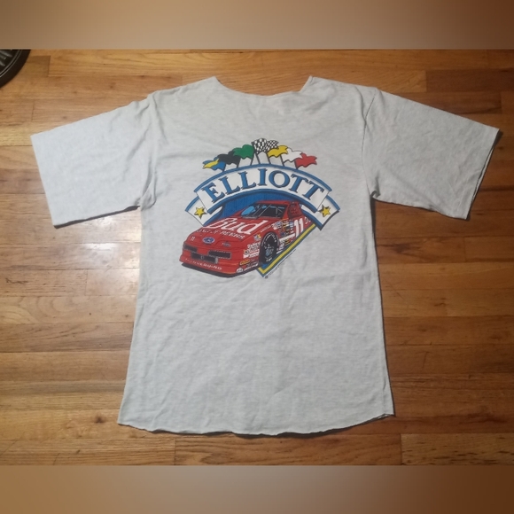 vintage NASCAR BUDWEISER t shirt single stitch Bill Elliot Bud Beer Ford Chevy - Picture 5 of 6